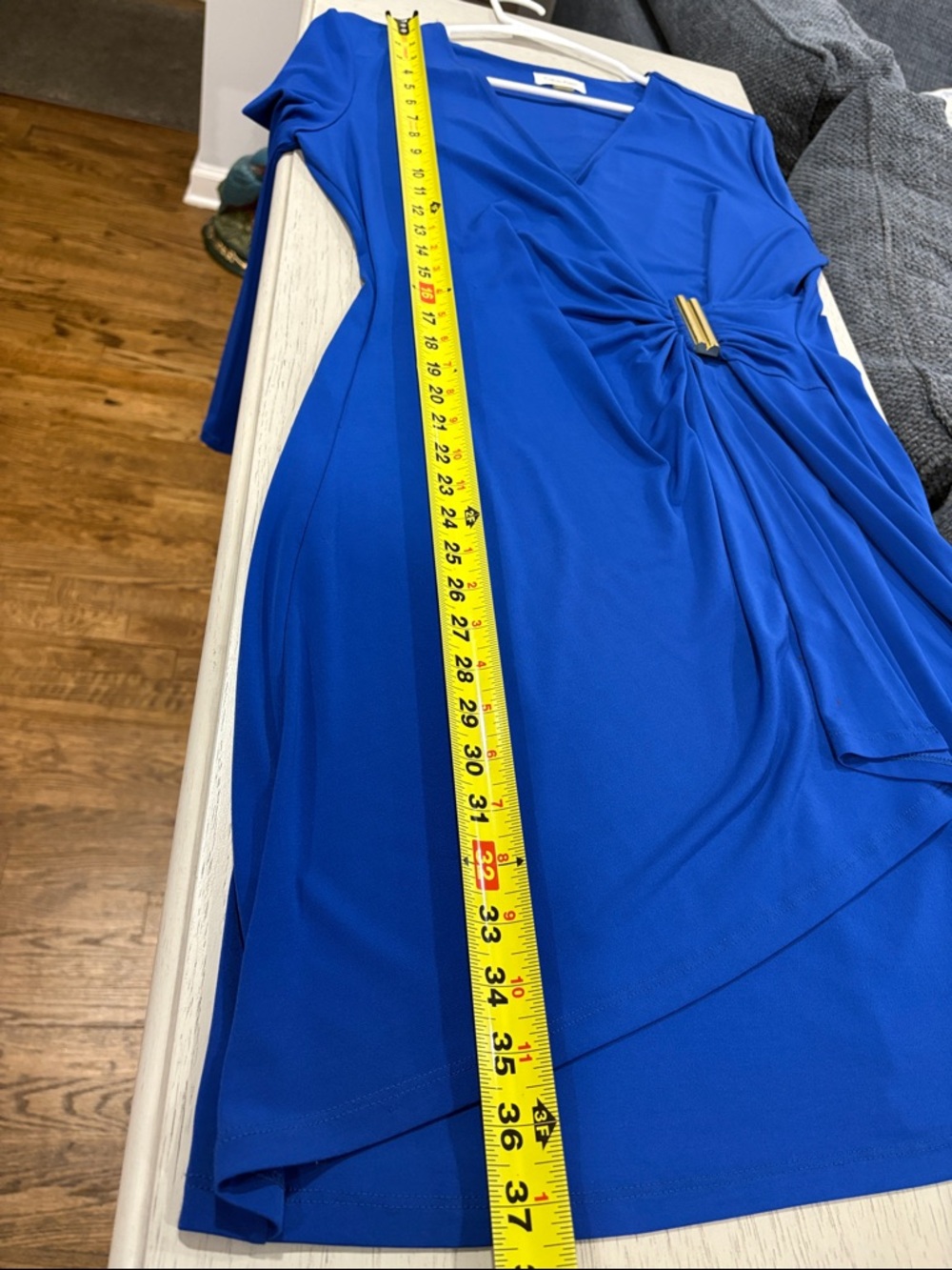 Calvin Klein Cobalt Blue V-Neck Twist-Front Long Sleeve Dress - Picture 8 of 9